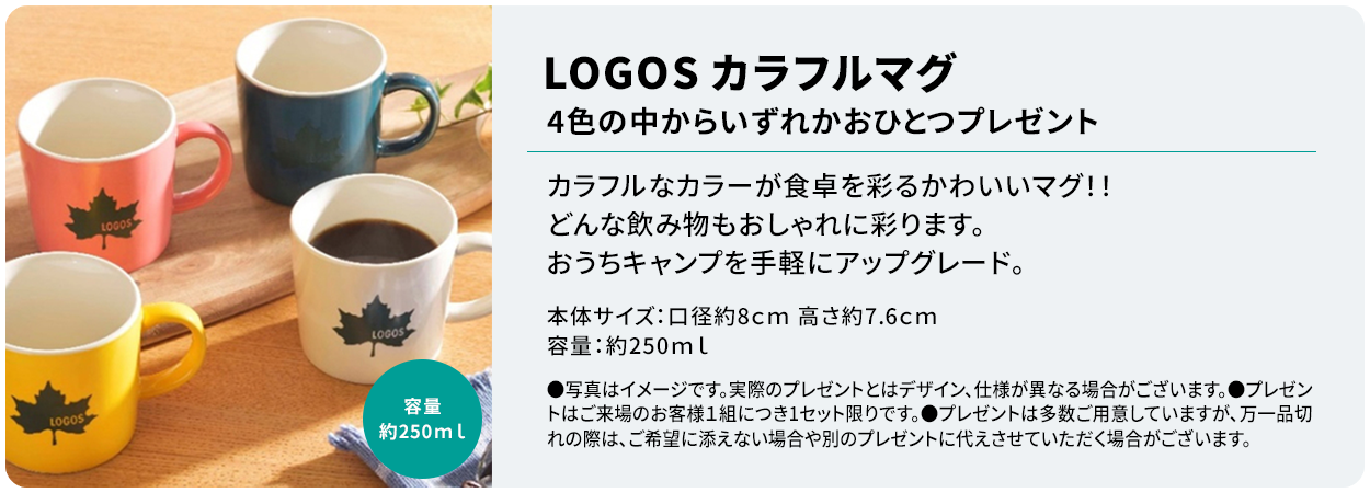 LOGOSカラフルマグプレゼント！